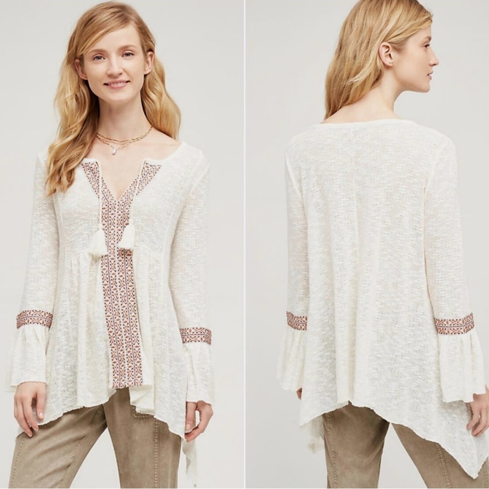 NWT Anthropologie Anama Riada Tunic Sweater Bell-Sleeve Size Small $88